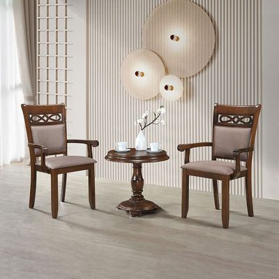 Rosemarie 1+2-Seater Tea Table Set - Dark Brown - With 2-Year Warranty