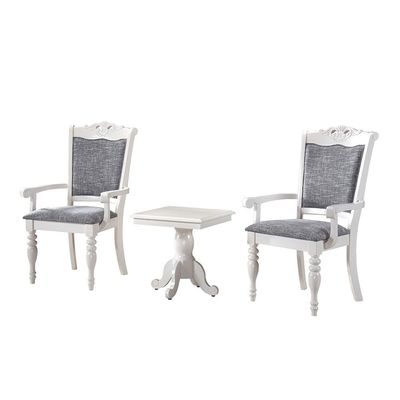 Lorene 1 + 2-Seater Tea Table Set - Pearl White/Grey - With 2-Year Warranty