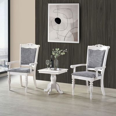 Lorene 1 + 2-Seater Tea Table Set - Pearl White/Grey - With 2-Year Warranty