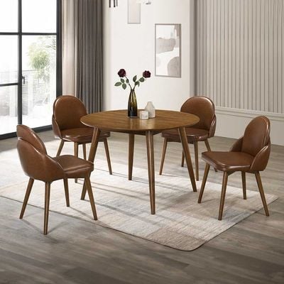 Blondell 1 + 4-Seater Dining Set - Walnut - With 2-Year Warranty