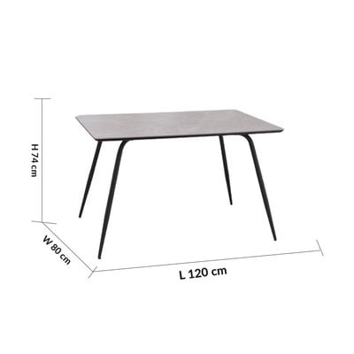 Hamlin 4-Seater Ceramic Dining Table - Grey/Black - With 2-Year Warranty