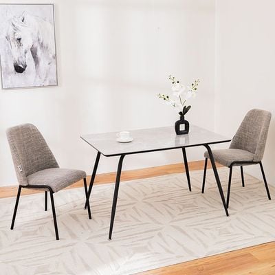 Hamlin 4-Seater Ceramic Dining Table - Grey/Black - With 2-Year Warranty