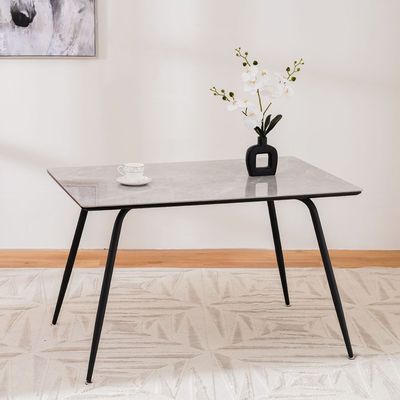 Hamlin 4-Seater Ceramic Dining Table - Grey/Black - With 2-Year Warranty