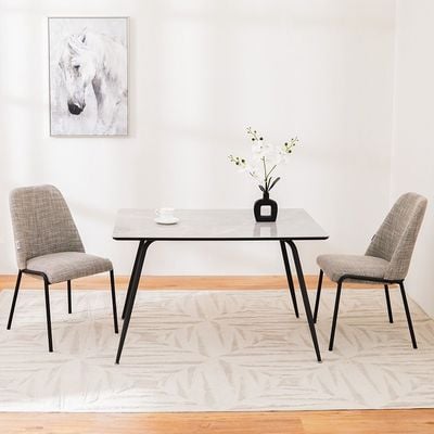 Hamlin 4-Seater Ceramic Dining Table - Grey/Black - With 2-Year Warranty