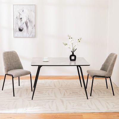 Hamlin 4 Seater Ceramic Dining Table-Grey/Black