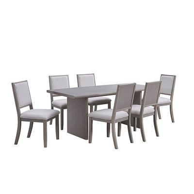 Aria 1 + 6-Seater Solid Wood Dining Set - Brushed Grey - With 2-Year Warranty