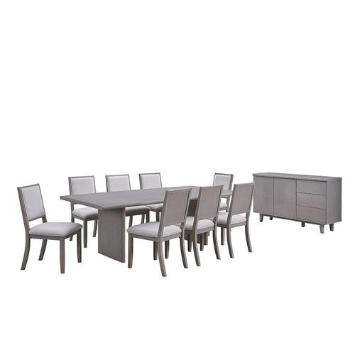 Aria 1+8 Solidwood Dining Set- Brushed Grey