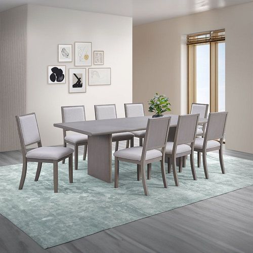 Aria 1+8 Solidwood Dining Set- Brushed Grey