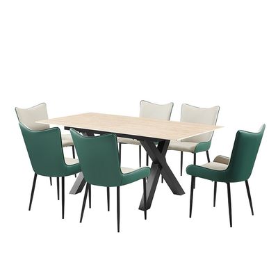 Verona 1+6 Dining Set Sintered Stone- Brown/Green