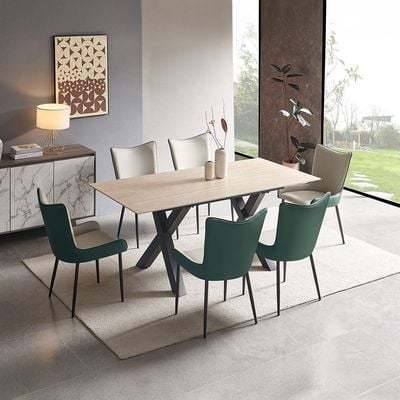 Verona 1+6 Dining Set Sintered Stone- Brown/Green