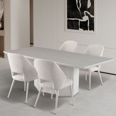 Sander 1 + 8-Seater Dining Set - White/Grey - With 2-Year Warranty