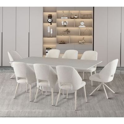 Sander 1 + 8-Seater Dining Set - White/Grey - With 2-Year Warranty