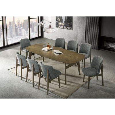 Rampver Wooden 1 + 8-Seater Dining Set - Night Wenge/Grey - With 2-Year Warranty