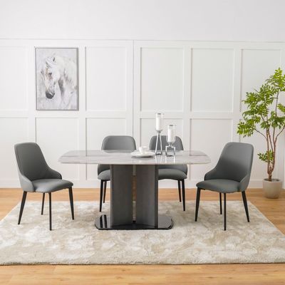 Casandra 1 + 6 Dining Set - Marble / Grey