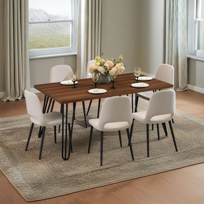Bolton 6 Seater Dining Table - Brown / Black