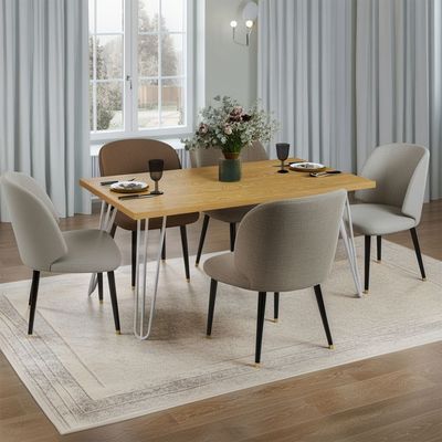 Rizza 6 Seater Dining Table - Light Oak / White
