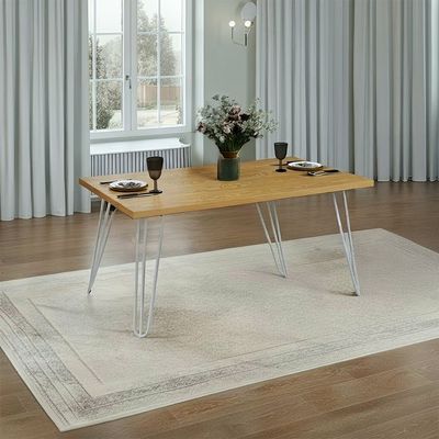 Rizza 6 Seater Dining Table - Light Oak / White