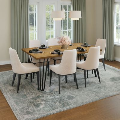 Rizza 6 Seater Dining Table - Light Oak / White
