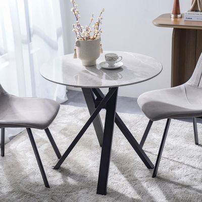 Alleria 2 Seater round  Dining Table - Grey / Black