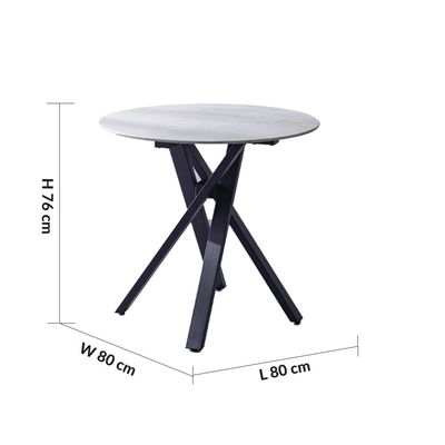 Alleria 1 + 2-Seater Round Dining Table - Grey/Black