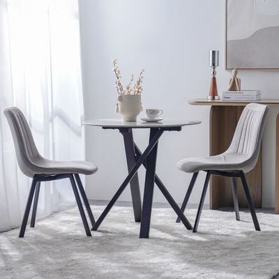 Alleria 2 Seater round  Dining Table - Grey / Black