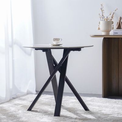 Alleria 2 Seater round  Dining Table - Grey / Black