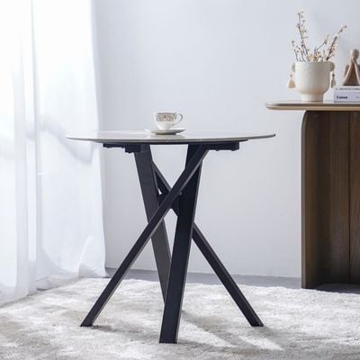 Alleria 1 + 2-Seater Round Dining Table - Grey/Black