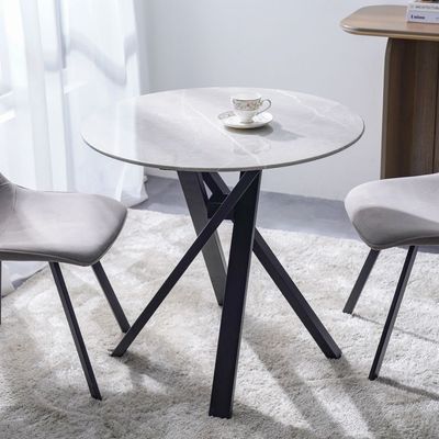 Alleria 2 Seater round  Dining Table - Grey / Black