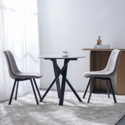 Alleria 1 + 2-Seater Round Dining Table - Grey/Black