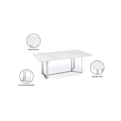 Monarch 1 + 8-Seater Dining Set - White/Brushed Silver - With 2-Year Warranty