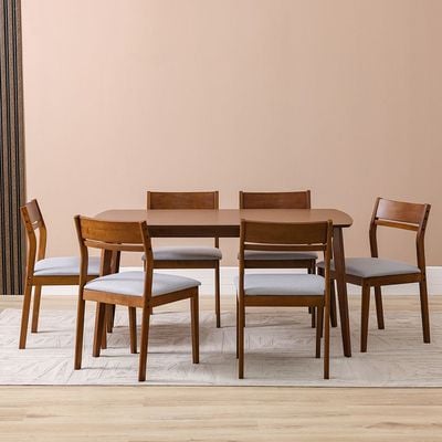 Mervil 1+6-Seater Dining Set - Style Oak/Grey - With 2-Year Warranty