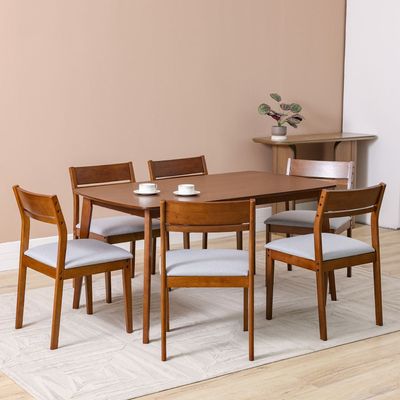 Mervil 1+6-Seater Dining Set - Style Oak/Grey - With 2-Year Warranty