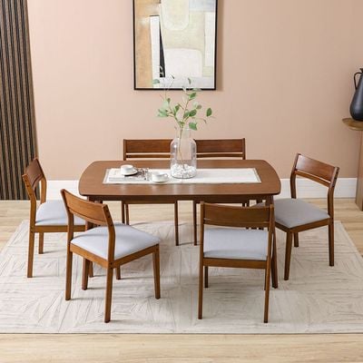 Mervil 1+6-Seater Dining Set - Style Oak/Grey - With 2-Year Warranty