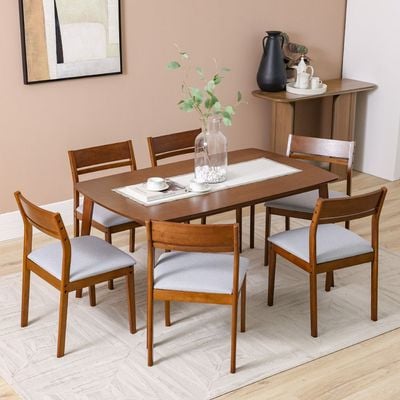 Mervil 1+6-Seater Dining Set - Style Oak/Grey - With 2-Year Warranty