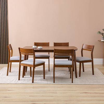 Mervil 1+6-Seater Dining Set - Style Oak/Grey - With 2-Year Warranty