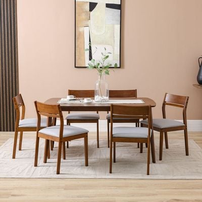 Mervil 1+6-Seater Dining Set - Style Oak/Grey - With 2-Year Warranty