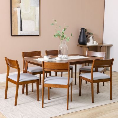 Mervil 1+6-Seater Dining Set - Style Oak/Grey - With 2-Year Warranty