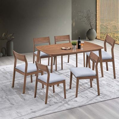 Mervil 1+6-Seater Dining Set - Style Oak/Grey - With 2-Year Warranty