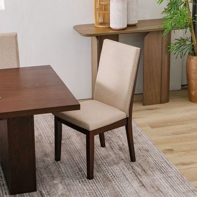 Clarisse 1 + 8-Seater Wooden Dining Set - Walnut/Beige - With 2-Year Warranty