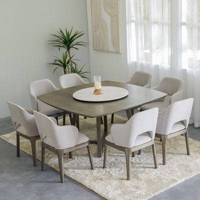 Damsel 1 + 8-Seater Dining Set with Square Table - Grey/White - With 2-Year Warranty