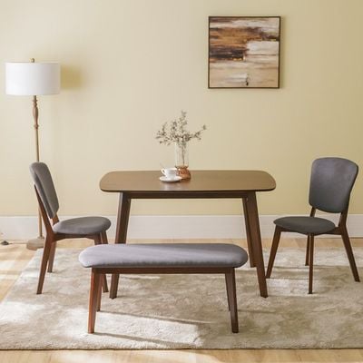 Harpy 4-Seater Solid Wood Dining Set - Walnut/Charcoal - With 2-Year Warranty