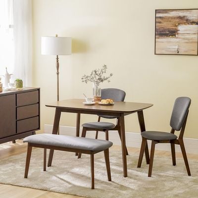 Harpy 4-Seater Solid Wood Dining Set - Walnut/Charcoal - With 2-Year Warranty