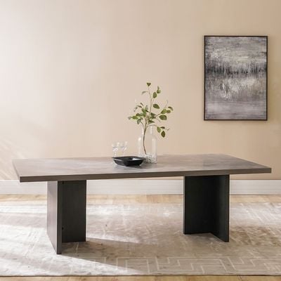 Pletora 1 + 8-Seater Dining Set - Cement Grey/Dark Oak - With 2-Year Warranty