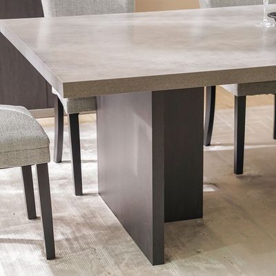 Pletora 1 + 8-Seater Dining Set - Cement Grey/Dark Oak - With 2-Year Warranty