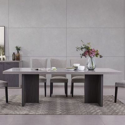 Pletora 1 + 8-Seater Dining Set - Cement Grey/Dark Oak - With 2-Year Warranty