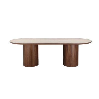Austria 1 + 8-Seater Dining Set - Natural Walnut/Beige - With 2-Year Warranty