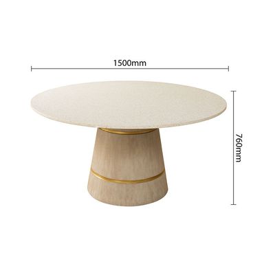 Margaret 1 + 8 Round Dining Set - Beige/Terrazzo/Gold - With 3-Year Warranty