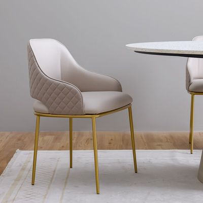 Margaret 1 + 8 Round Dining Set - Beige/Terrazzo/Gold - With 3-Year Warranty