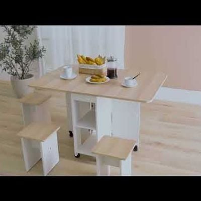 Algeria 1+4 Folding Table Dining Set - White/Oak - With 2-Year Warranty