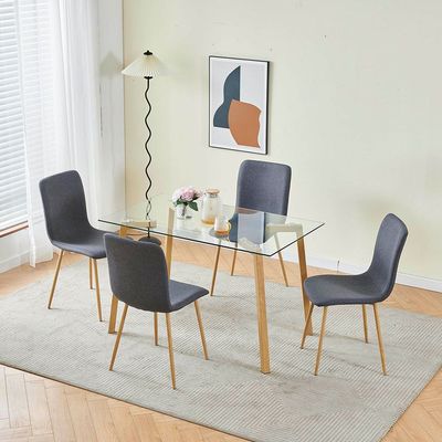 Parton 1+4 Glass Dining Set - Clear / Brown